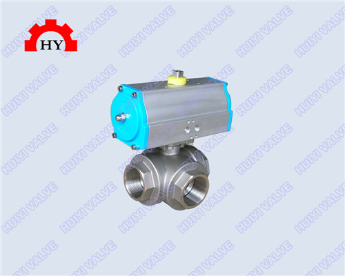3 way female thread ball valve with electric actuator
